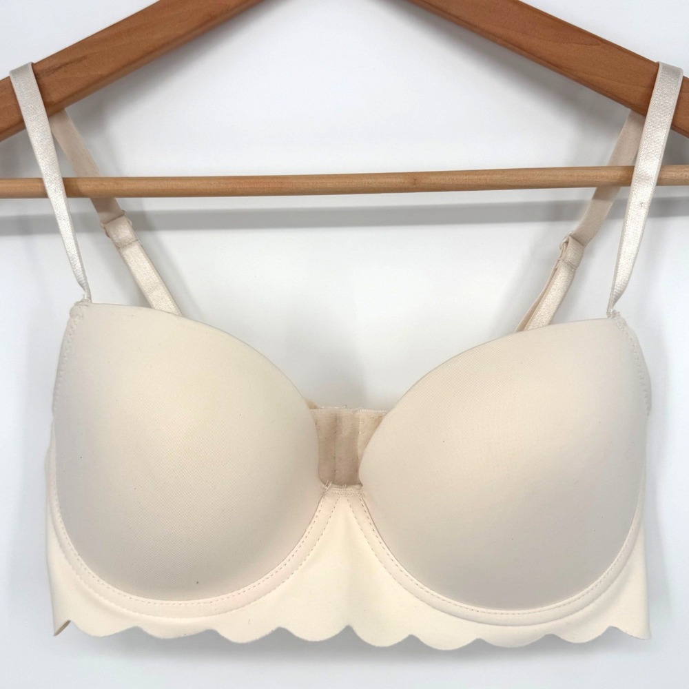 Felina Lingerie Cream Scallop Edge Underwire T-Shirt Bra NWOT 34C F5945S3